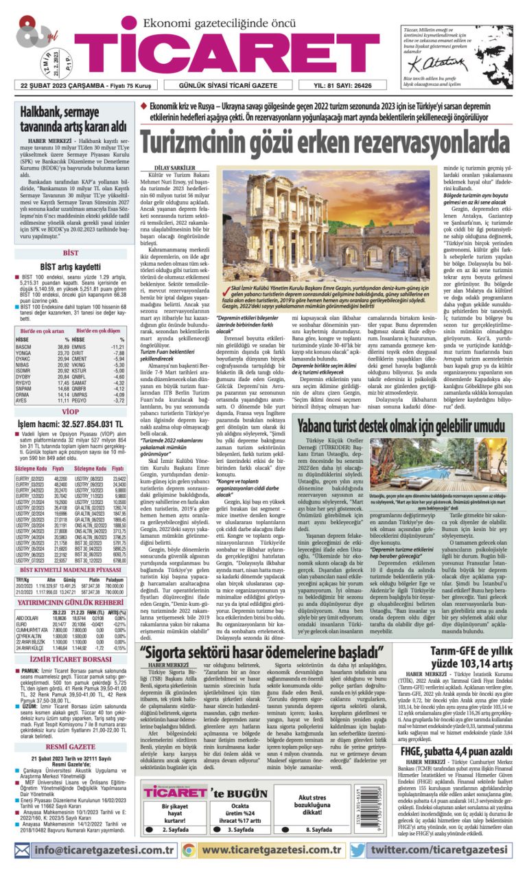 Ticaret Gazetesi’nde bugün