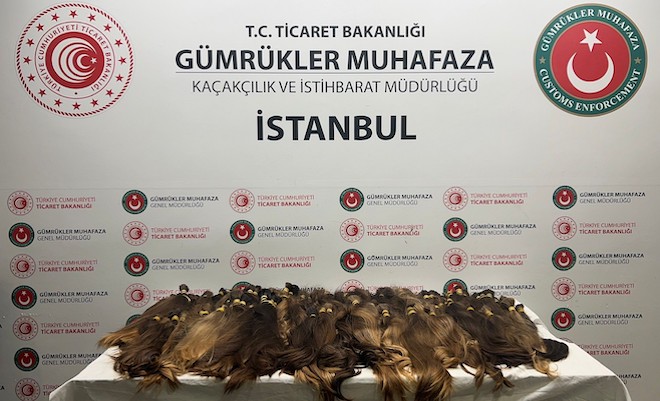 İki ayrı operasyonda 53 kilogram gerçek insan saçı ele geçirildi