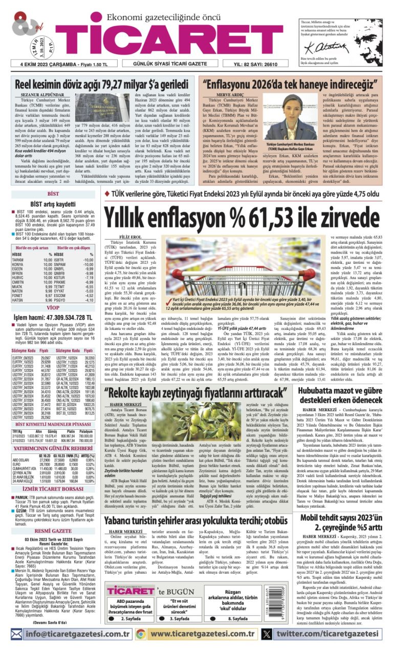 Ticaret Gazetesi’nde bugün