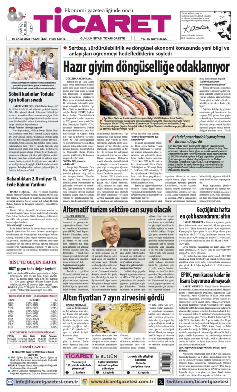 Ticaret Gazetesi’nde bugün