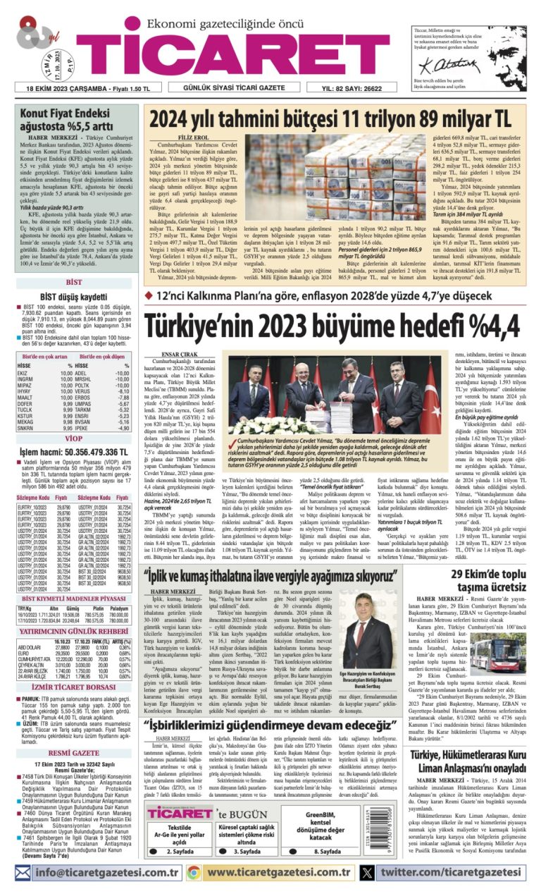 Ticaret Gazetesi’nde bugün