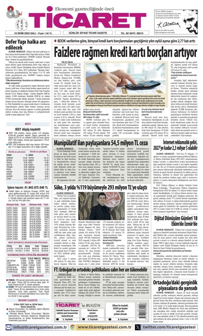 Ticaret Gazetesi’nde bugün