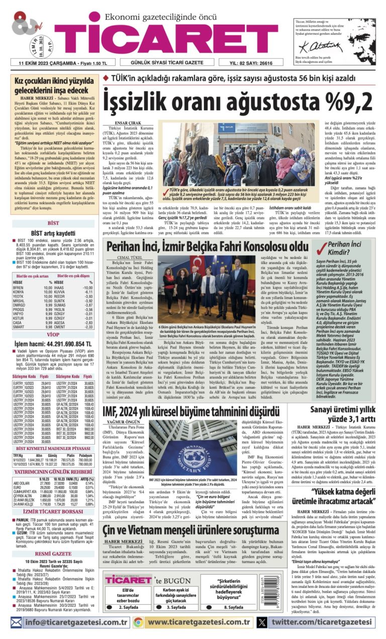 Ticaret Gazetesi’nde bugün