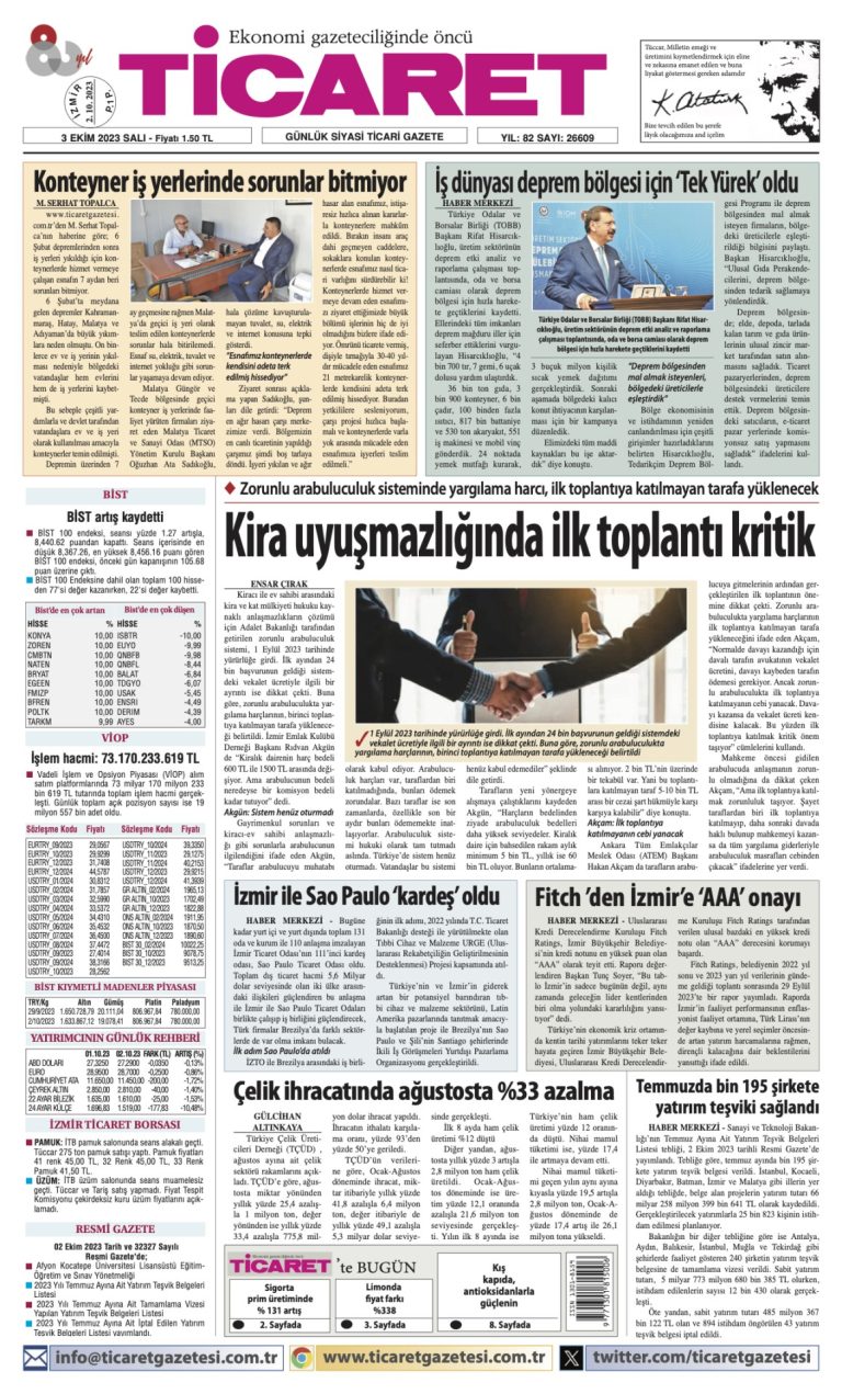 Ticaret Gazetesi’nde bugün