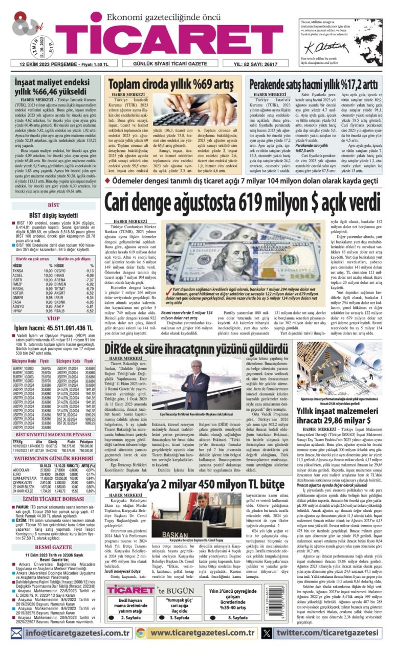 Ticaret Gazetesi’nde bugün