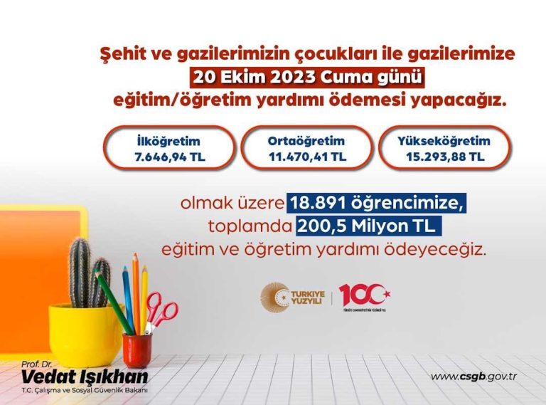 şehit gazi çocukları eğitim yardımı