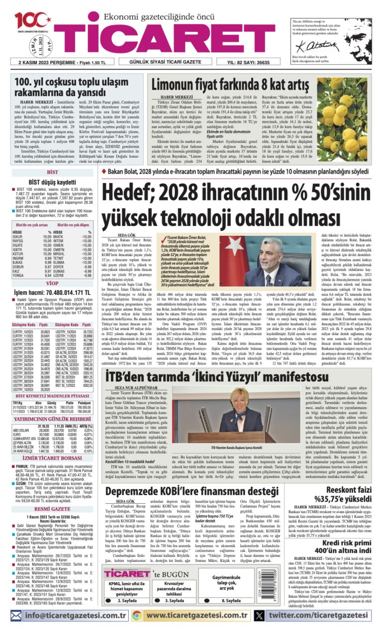 Ticaret Gazetesi’nde bugün