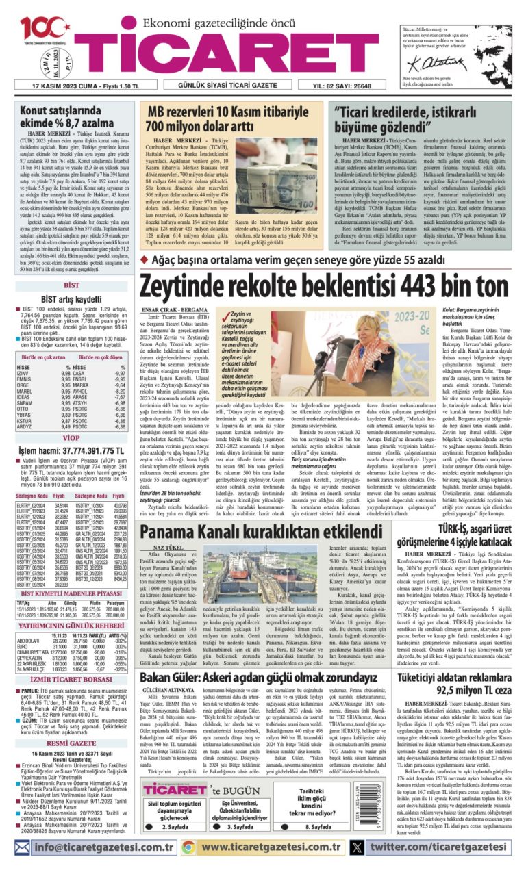 Ticaret Gazetesi’nde bugün