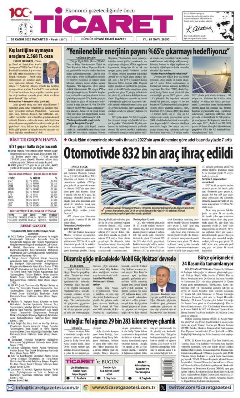 Ticaret Gazetesi’nde bugün