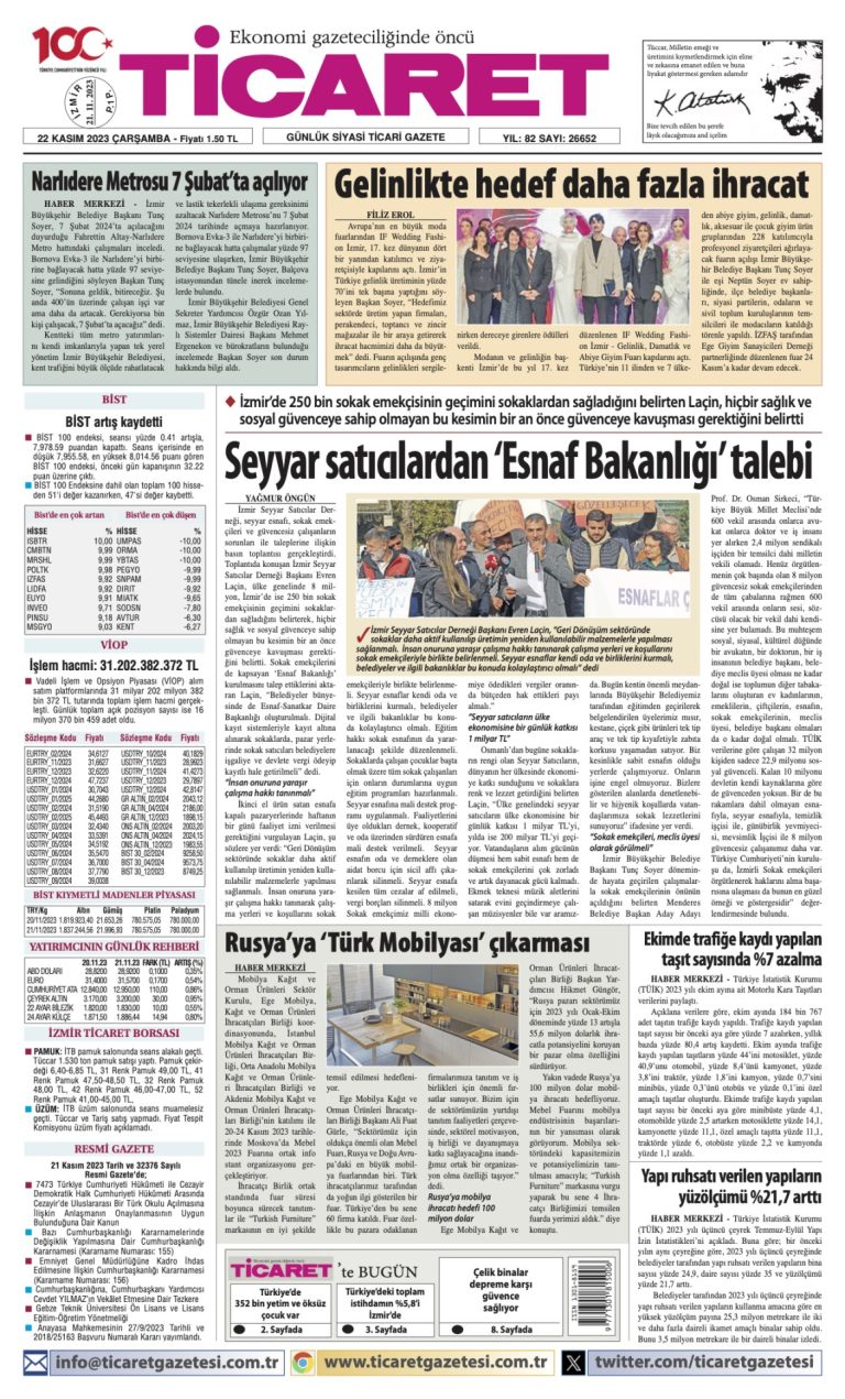 Ticaret Gazetesi’nde bugün