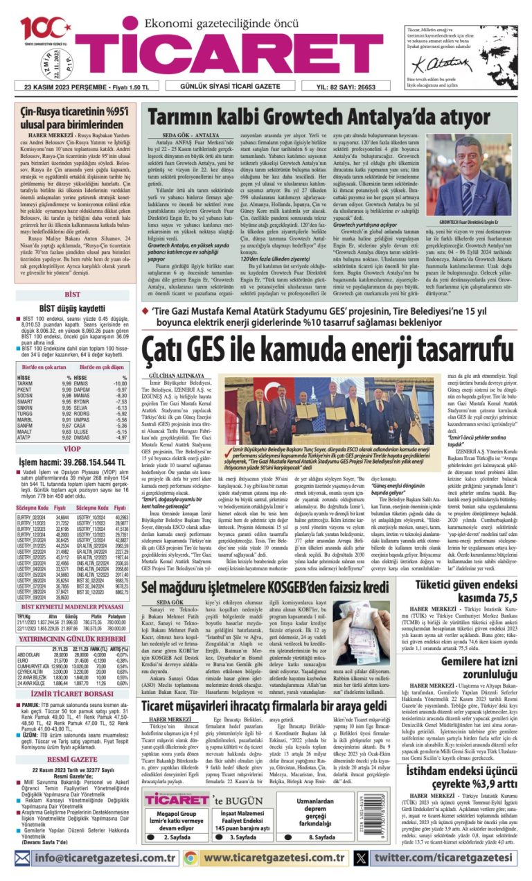 Ticaret Gazetesi’nde bugün