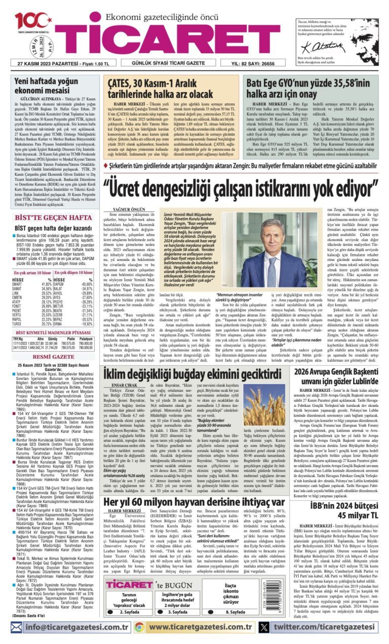 Ticaret Gazetesi’nde bugün