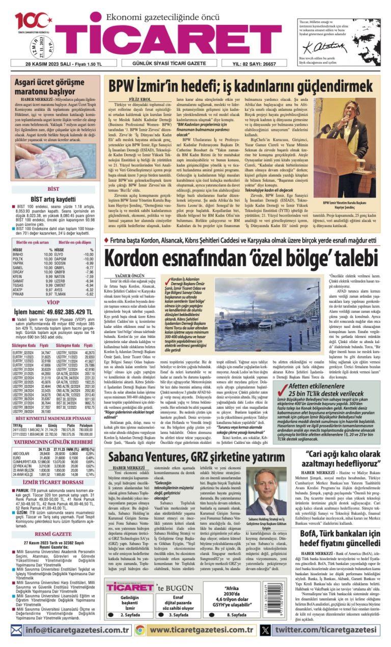 Ticaret Gazetesi’nde bugün