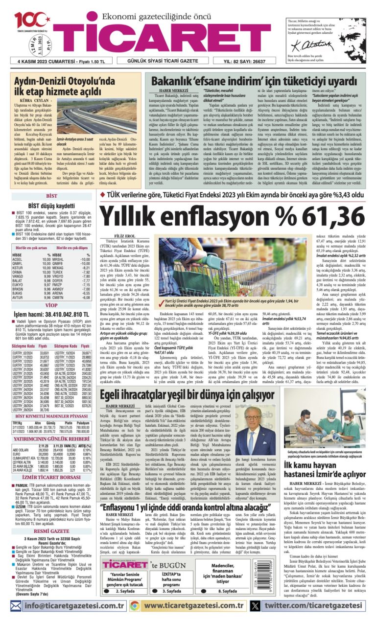 Ticaret Gazetesi’nde bugün