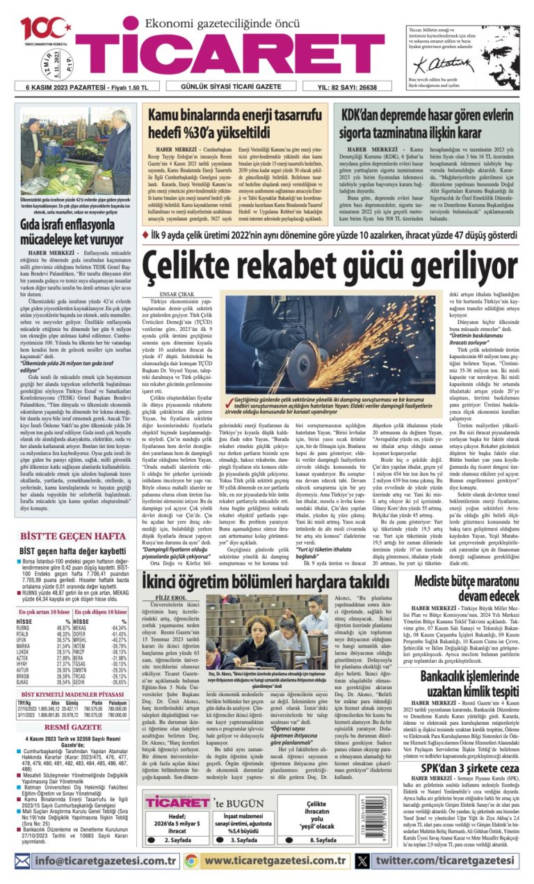 Ticaret Gazetesi’nde bugün