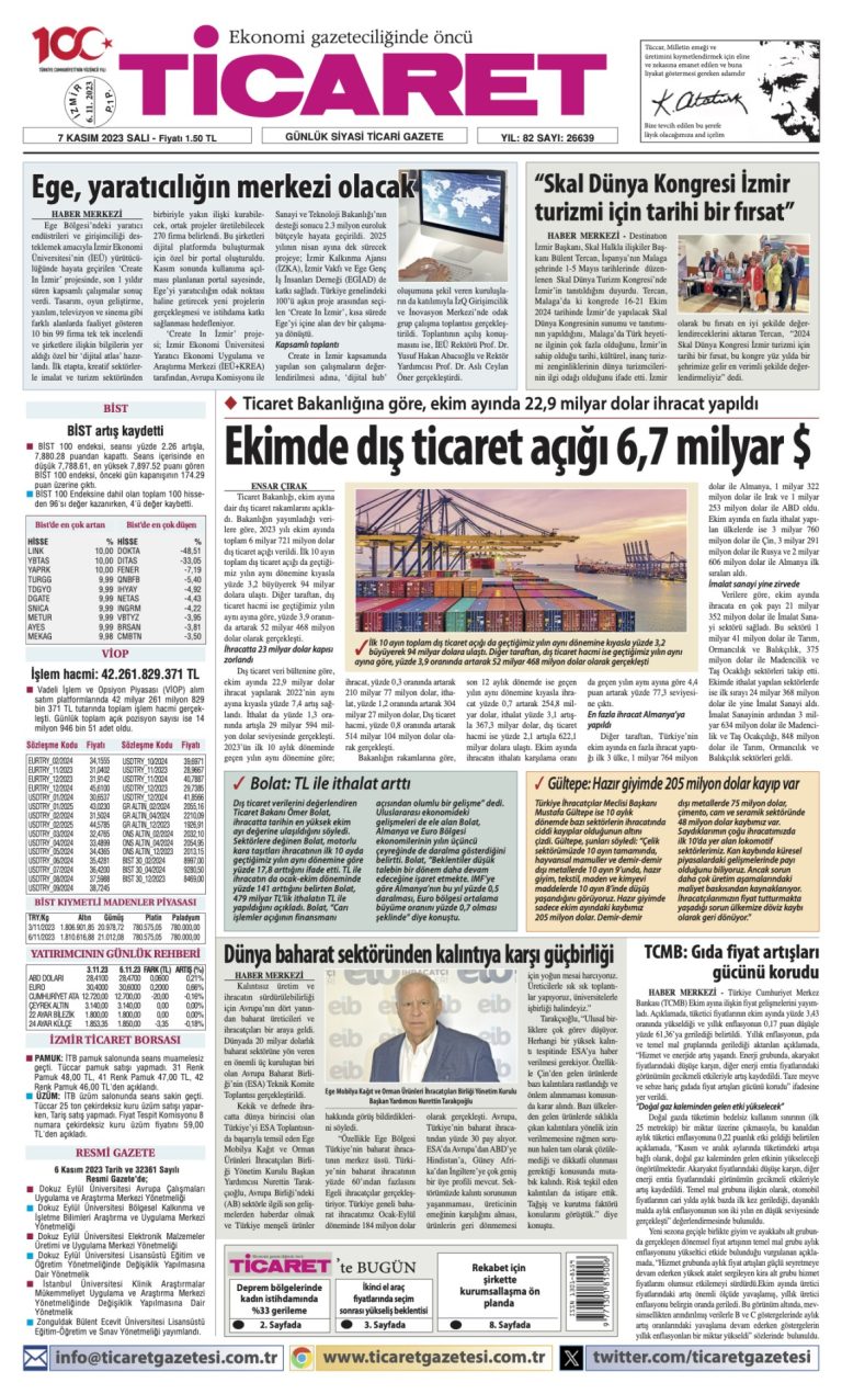 Ticaret Gazetesi’nde bugün