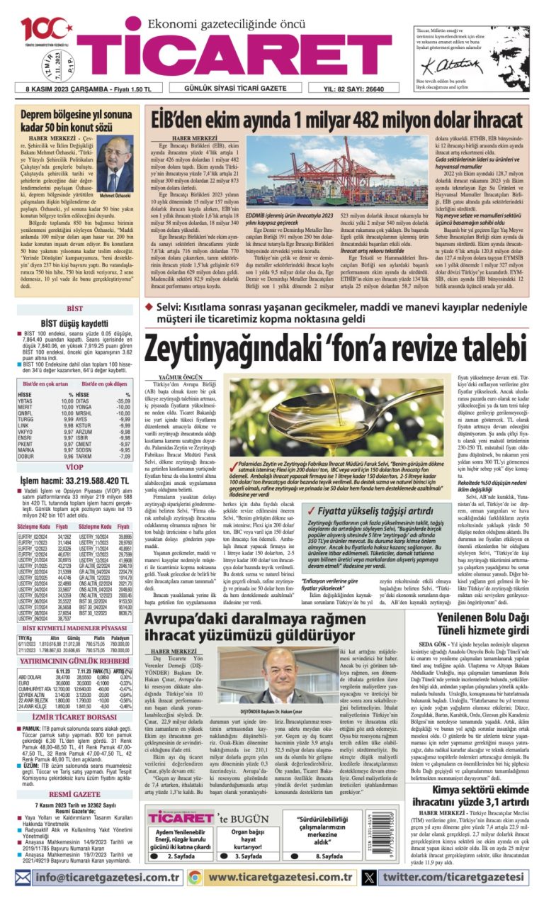 Ticaret Gazetesi’nde bugün