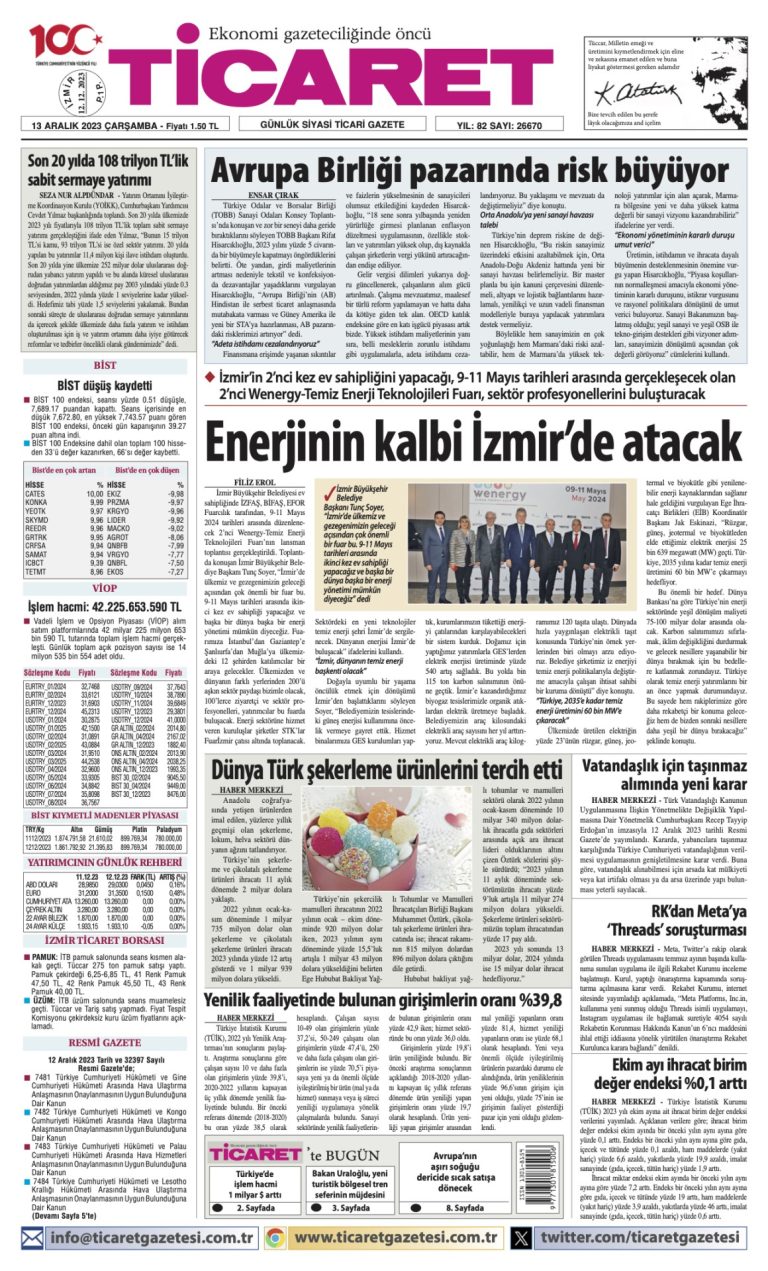 Ticaret Gazetesi’nde bugün