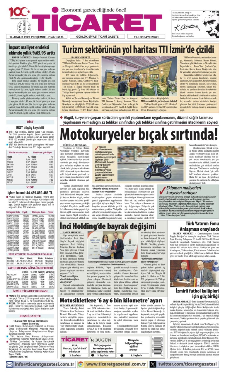 Ticaret Gazetesi’nde bugün