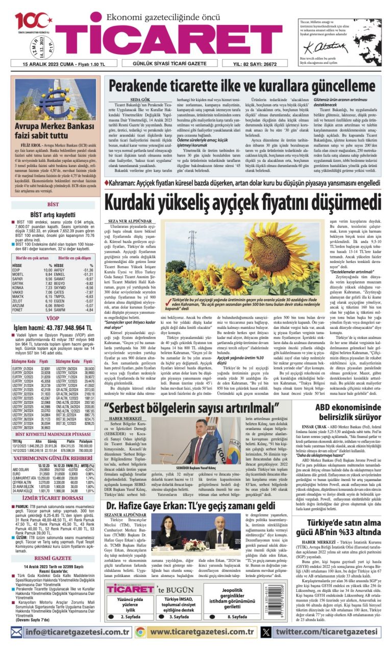 Ticaret Gazetesi’nde bugün