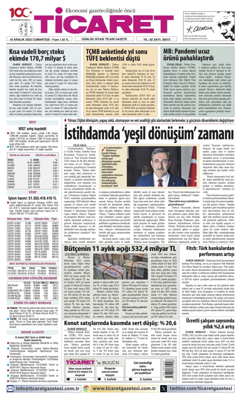 Ticaret Gazetesi’nde bugün