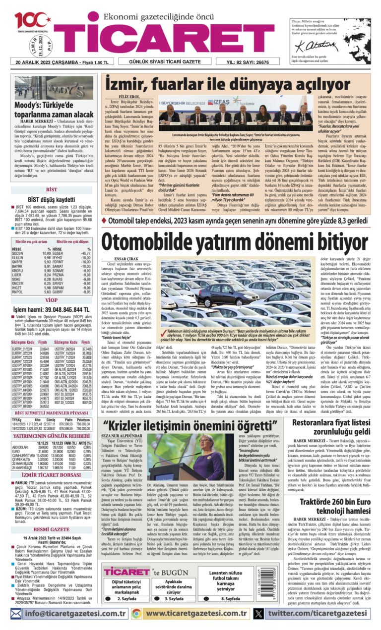 Ticaret Gazetesi’nde bugün