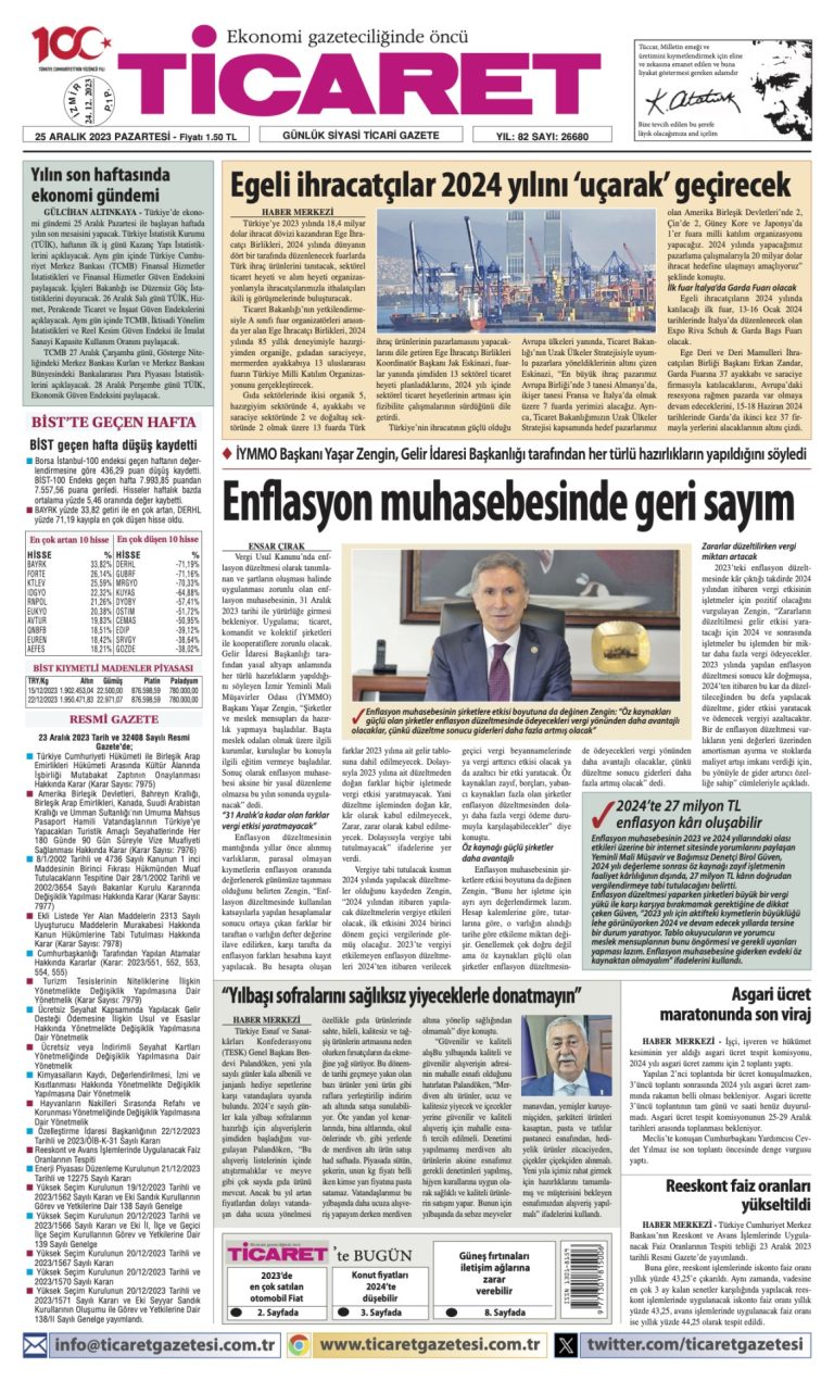 Ticaret Gazetesi’nde bugün