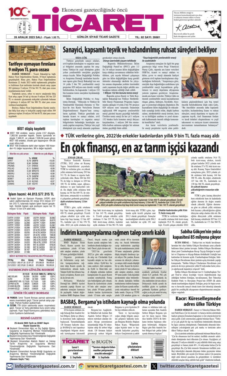 Ticaret Gazetesi’nde bugün