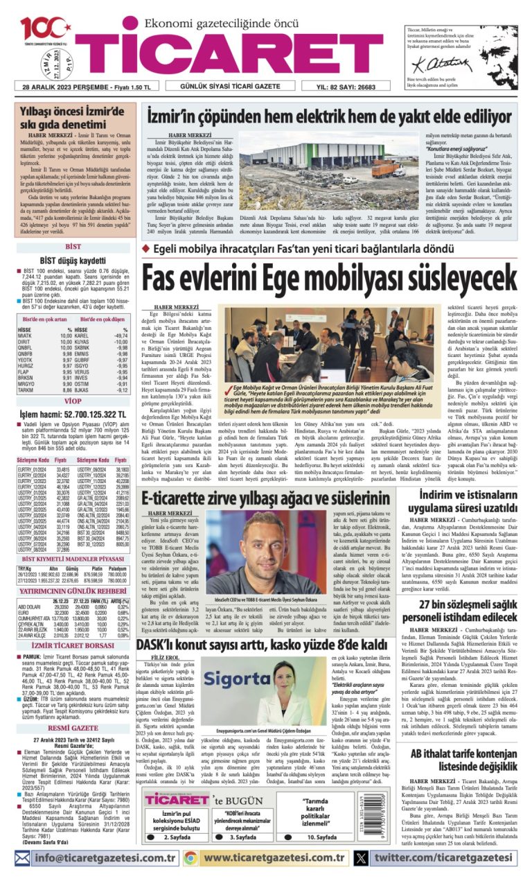 Ticaret Gazetesi’nde bugün