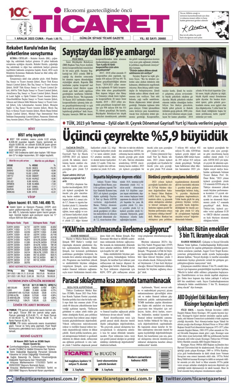 Ticaret Gazetesi’nde bugün