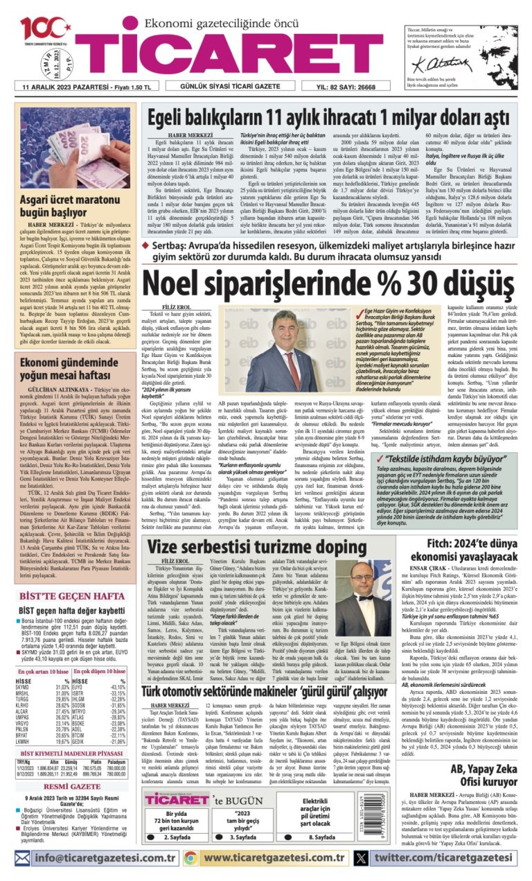 Ticaret Gazetesi’nde bugün