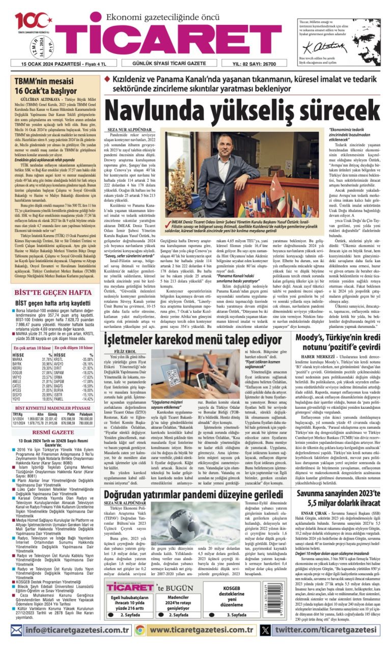 Ticaret Gazetesi’nde bugün