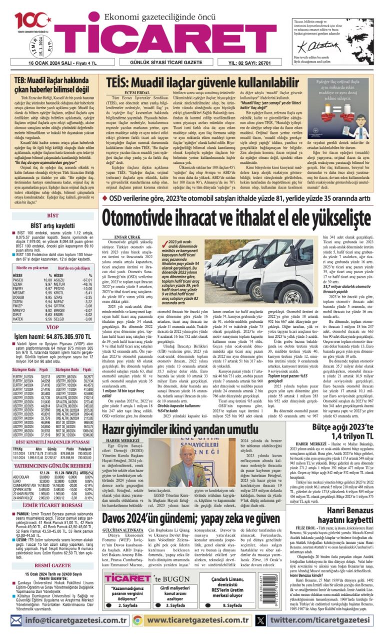 Ticaret Gazetesi’nde bugün