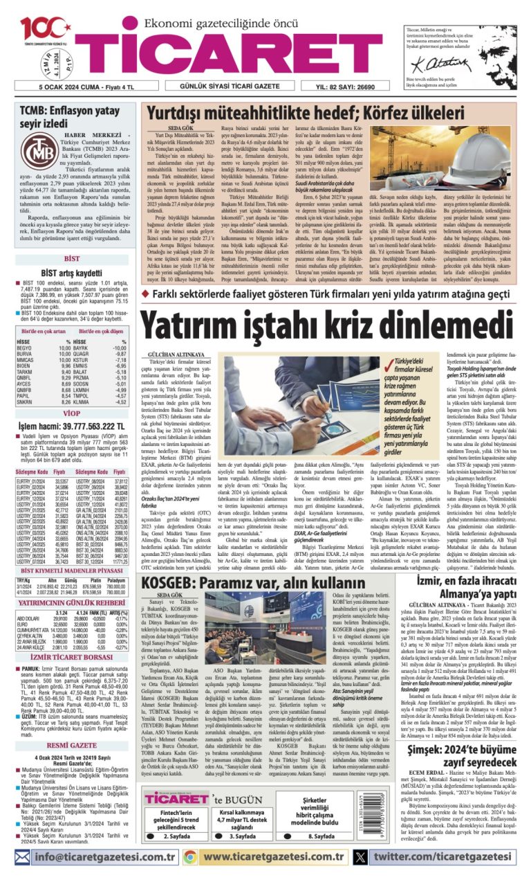 Ticaret Gazetesi’nde bugün