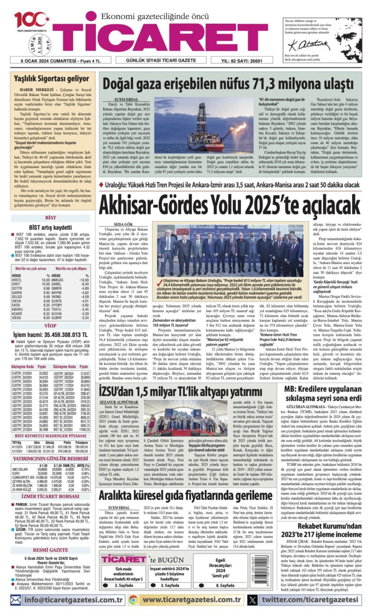 Ticaret Gazetesi’nde bugün