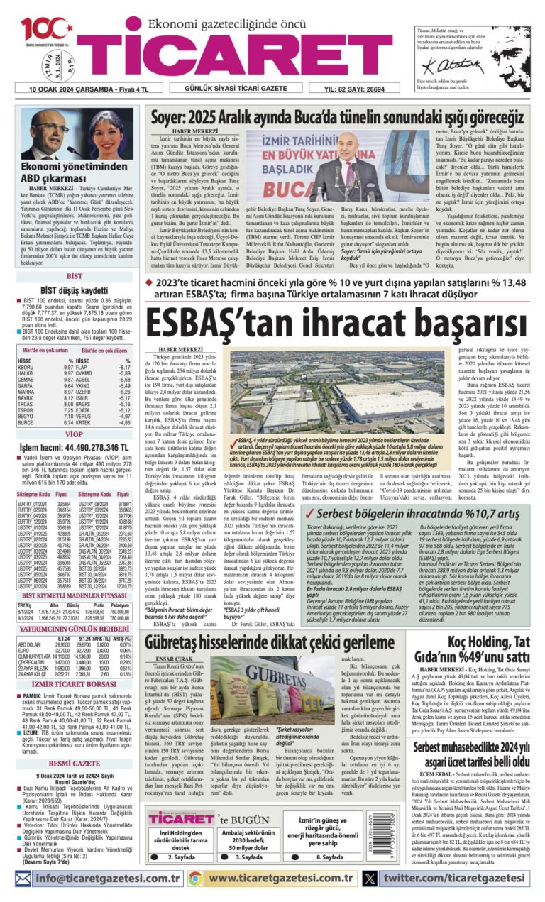 Ticaret Gazetesi’nde bugün