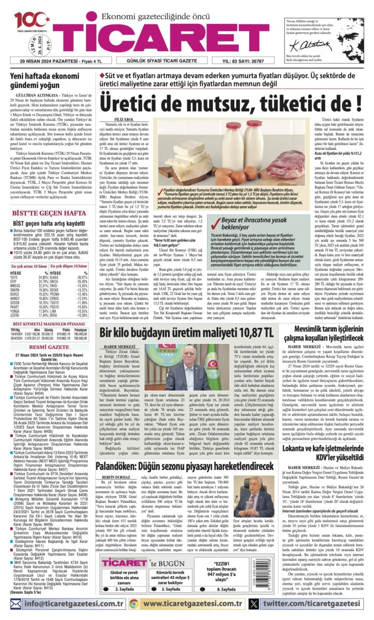 Ticaret Gazetesi’nde bugün
