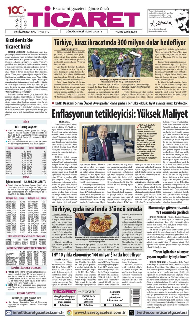 Ticaret Gazetesi’nde bugün