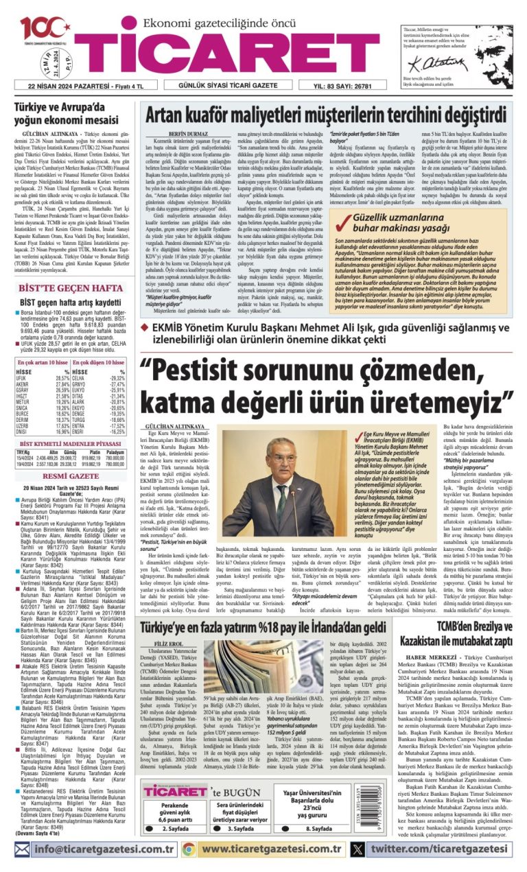 Ticaret Gazetesi’nde bügün