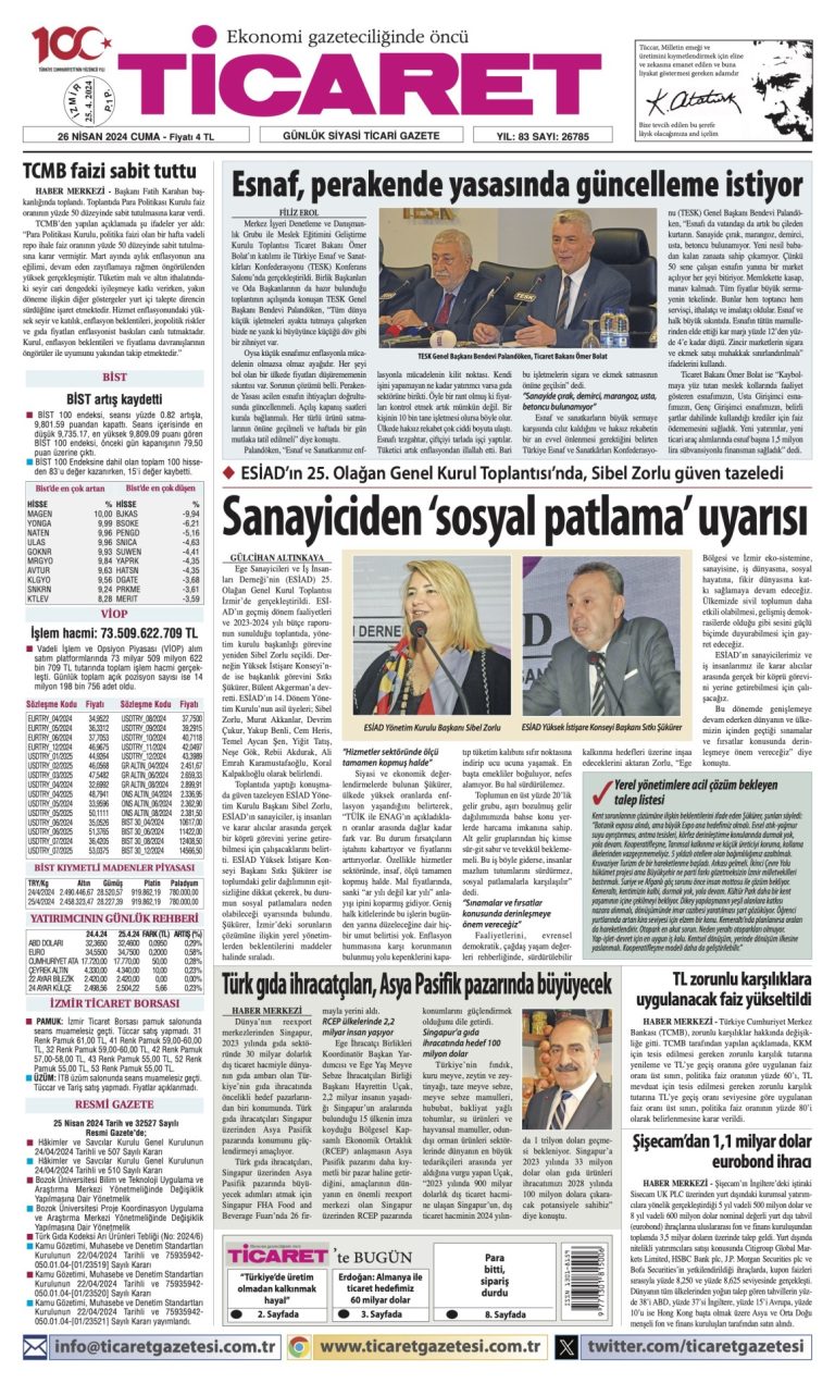 Ticaret Gazetesi’nde bugün