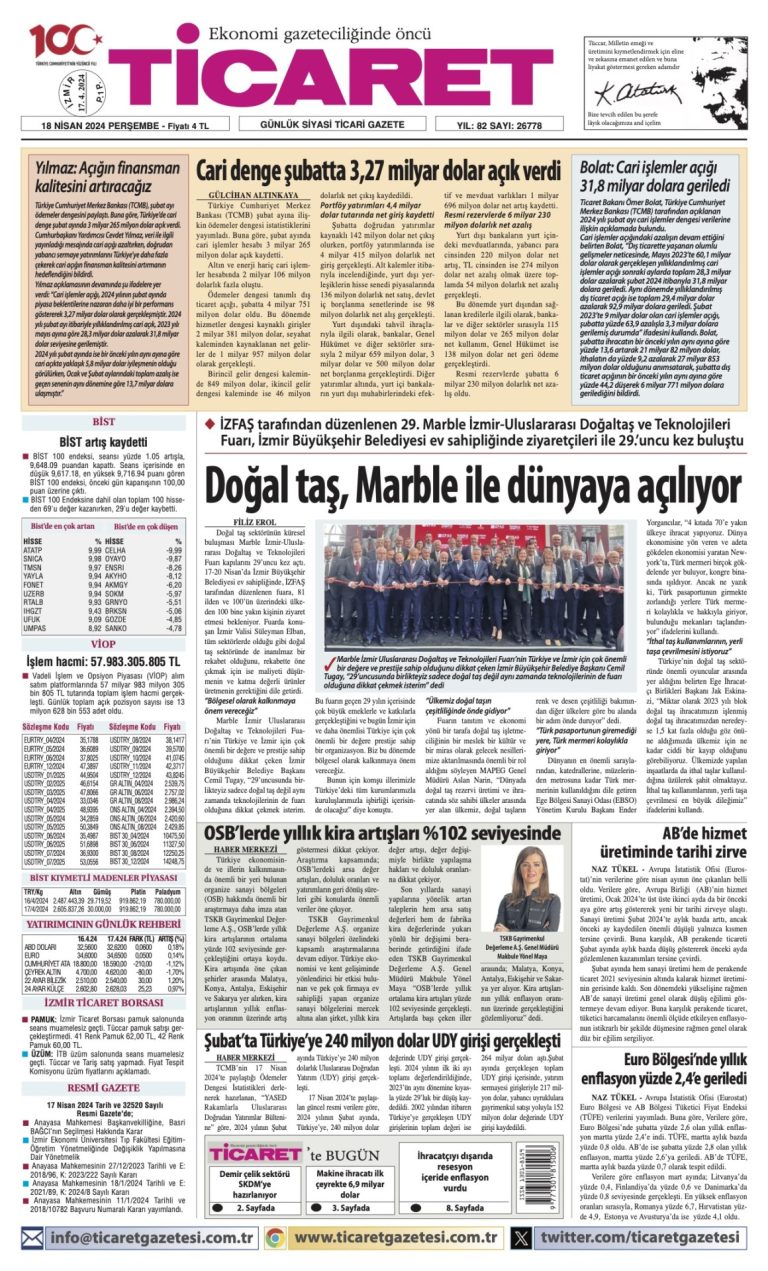 Ticaret Gazetesi’nde bugün