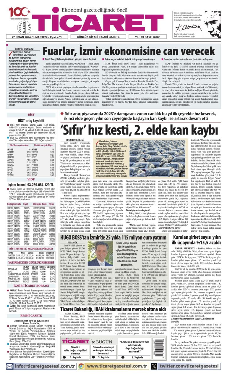 Ticaret Gazetesi’nde bugün