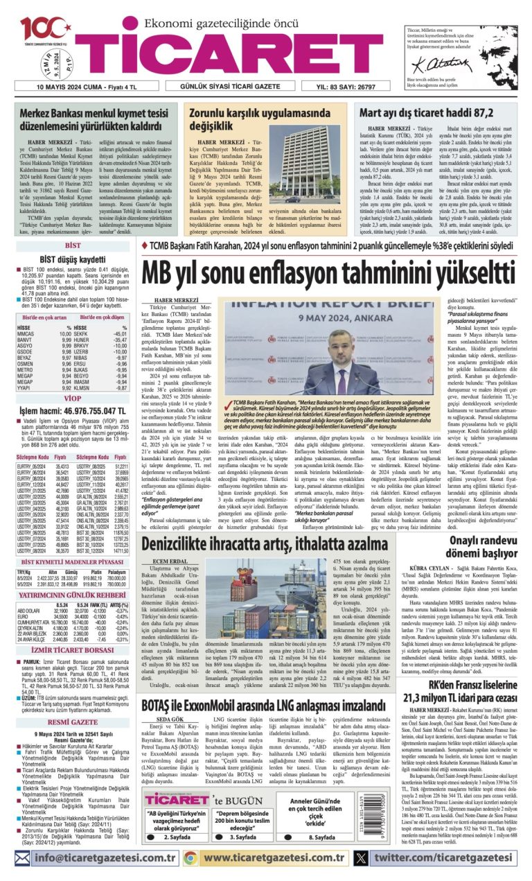 Ticaret Gazetesi’nde bugün