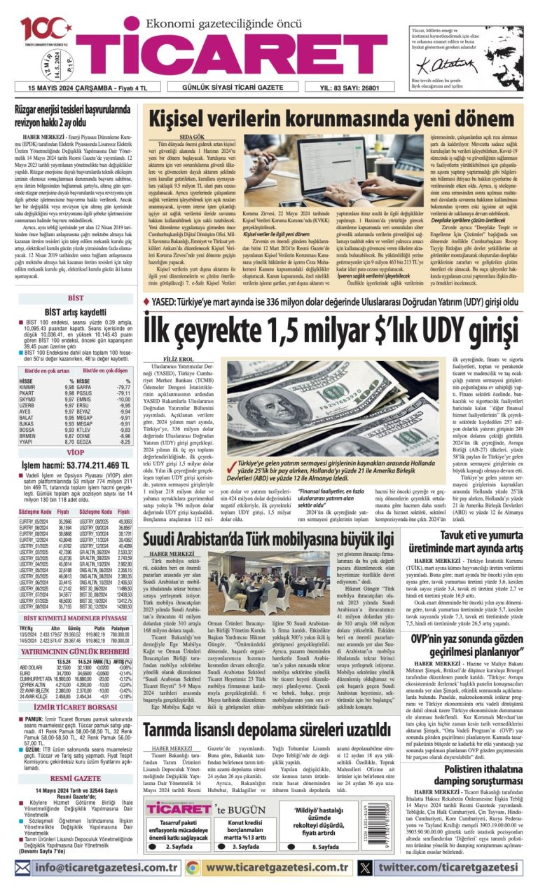 Ticaret Gazetesi’nde bugün