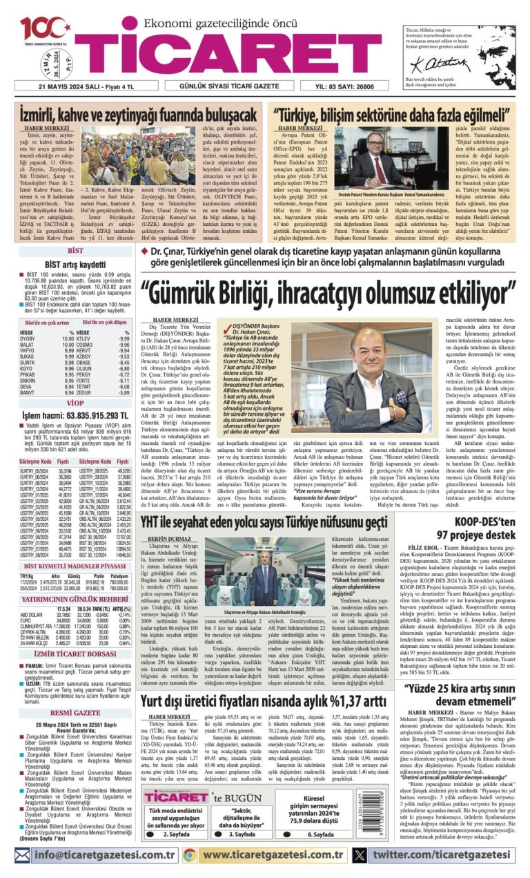 Ticaret Gazetesi’nde bugün