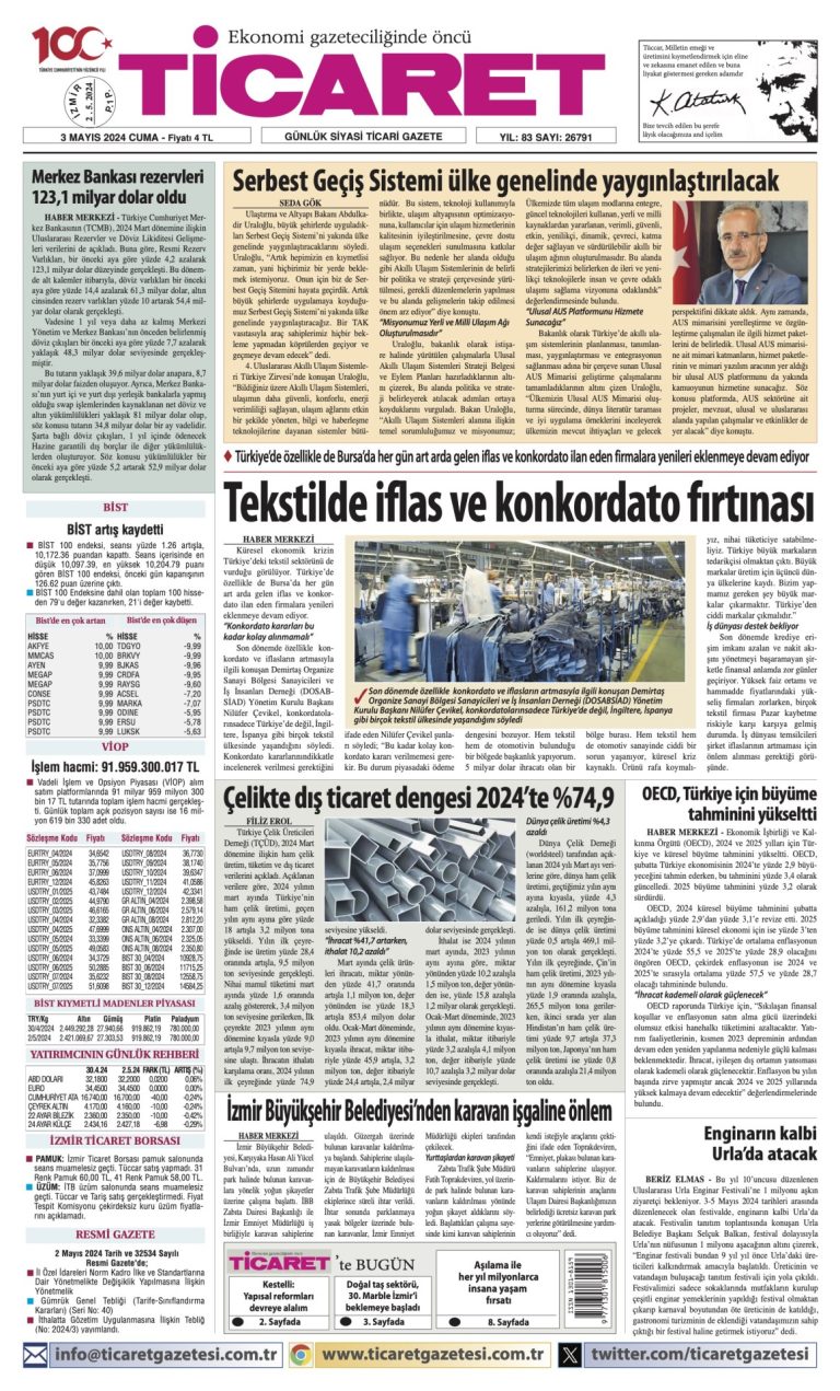 Ticaret Gazetesi’nde bugün