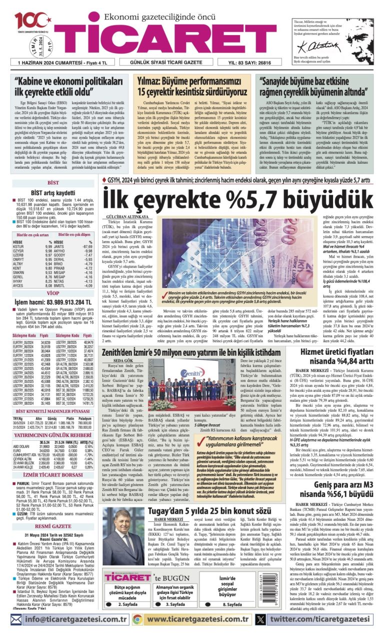 Ticaret Gazetesi’nde bugün