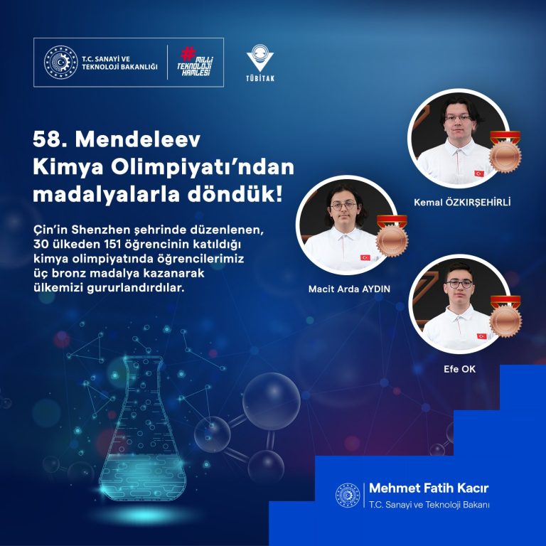 Türkiye, 58. Mendeleev Kimya Olimpiyatı’ndan madalyalarla döndü