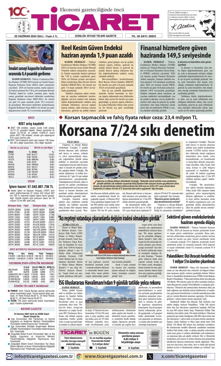 Ticaret Gazetesi’nde bugün