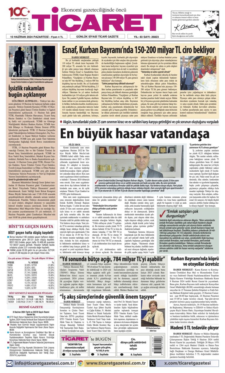 Ticaret Gazetesi’nde bugün